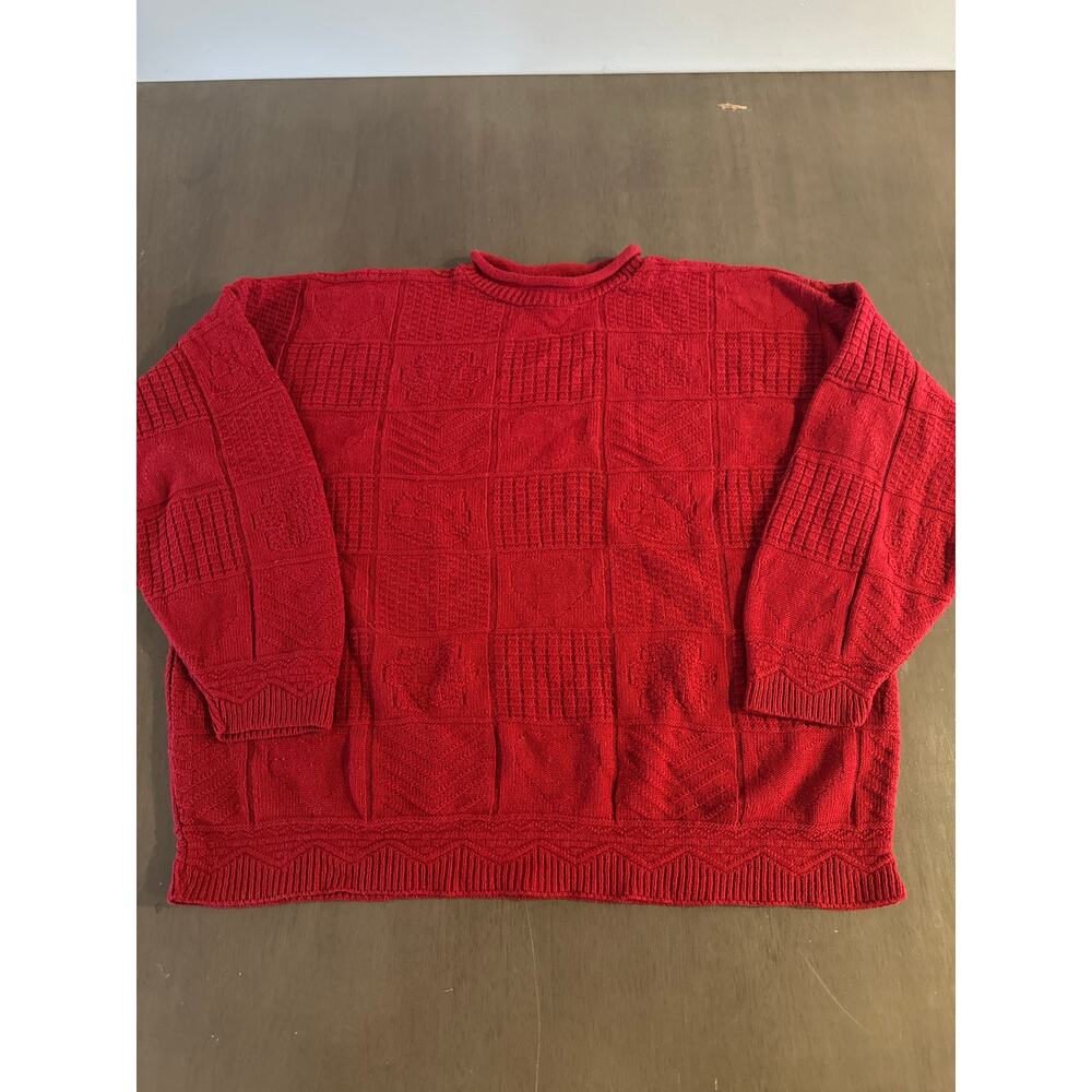Arielle Sweater Women 22/42 Red Cable Knit Holiday Mock Neck Long Sleeve